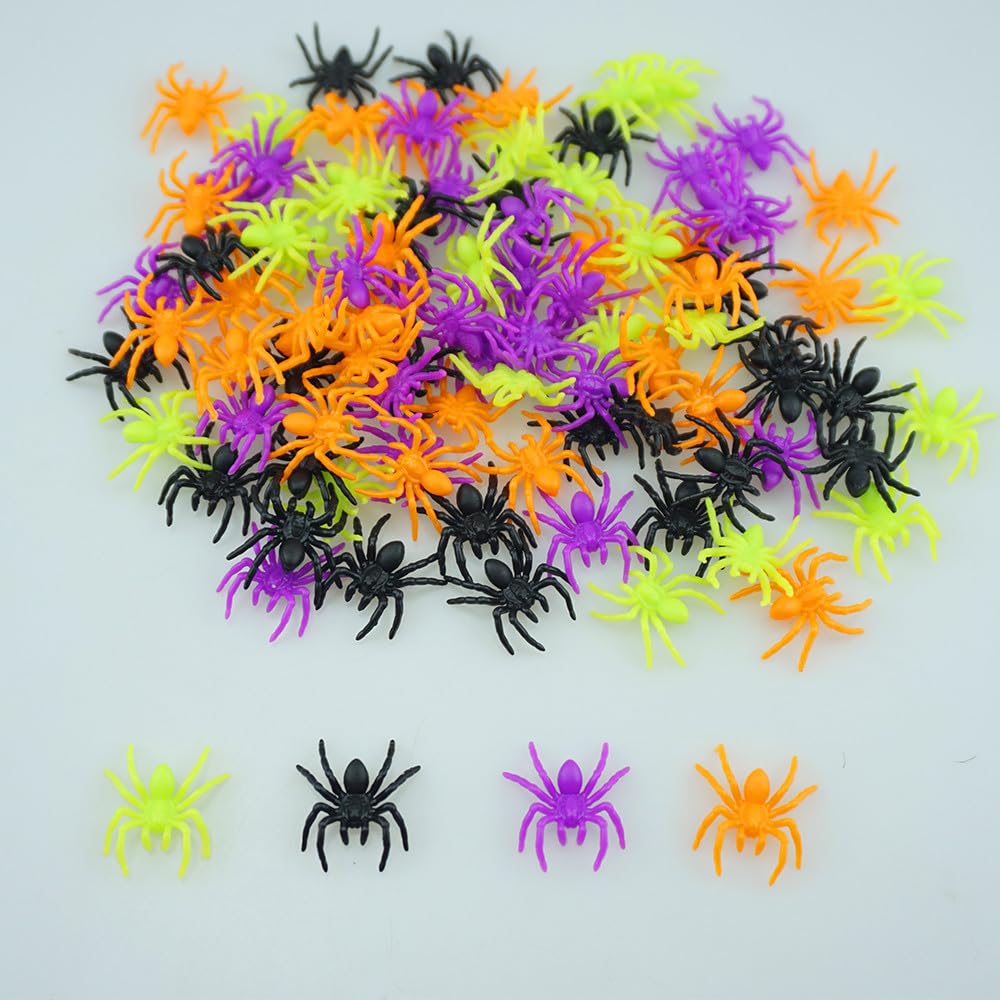 Amazon | SaktopDeco 100個 カラフル プラスチック クモ 小型 リアル